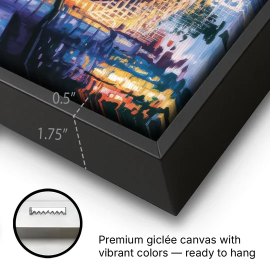 Ha'penny Bridge Views - Black Framed Canvas Wall Art - Gallery Wrap Corner
