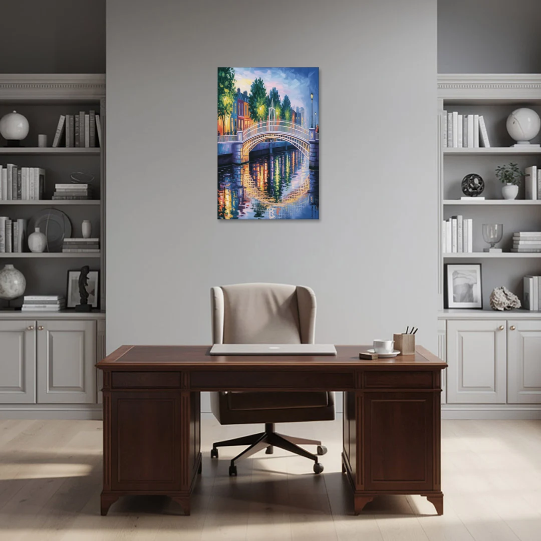 Ha'penny Bridge Views - Canvas Wall Art - Office - 24x36