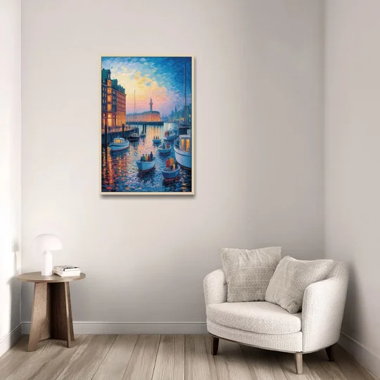 Harbor Lights - Oak Framed Canvas Wall Art - Sofa - 24x36