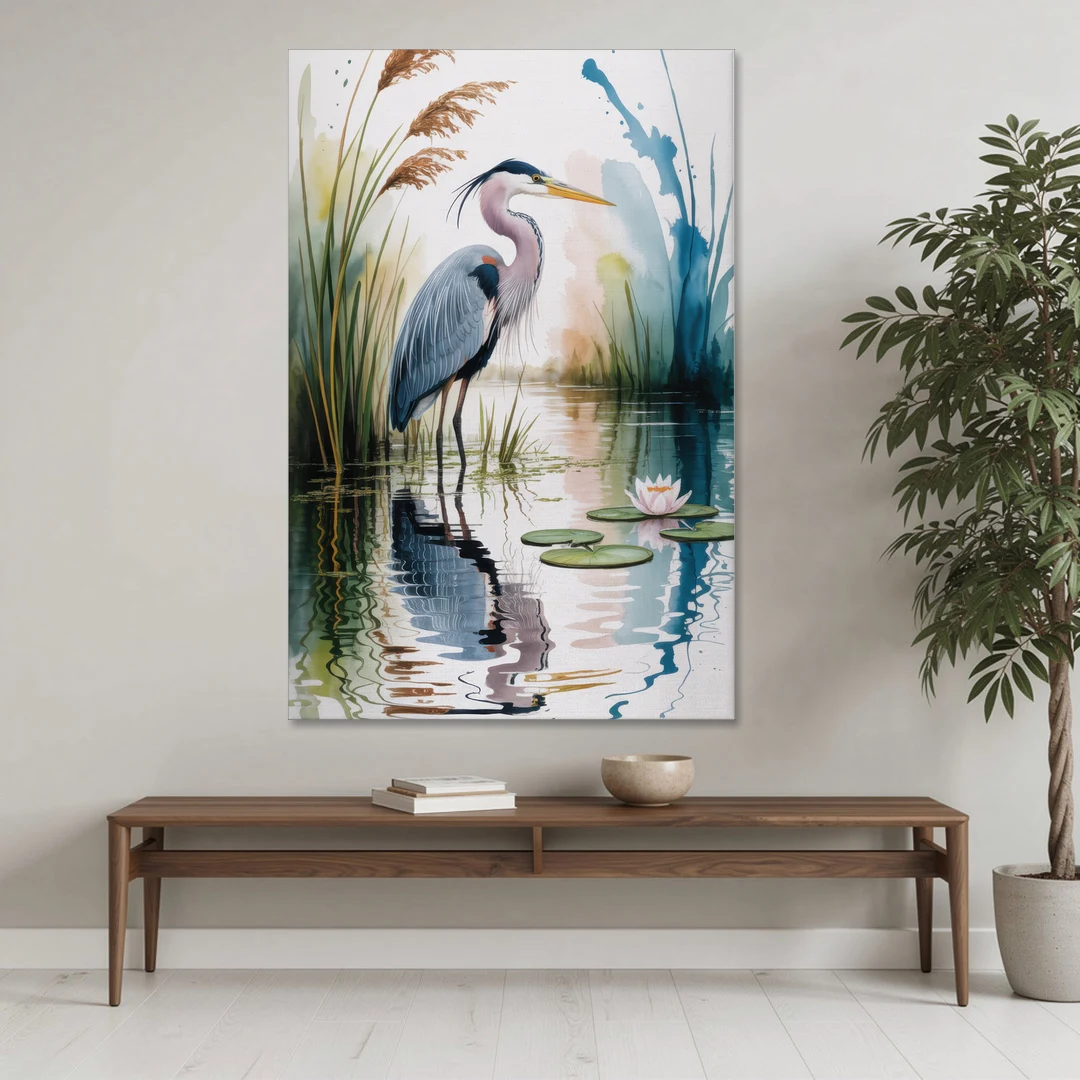 Harmonious Heron Habitat - Canvas Wall Art - Coffee Table - 40x60
