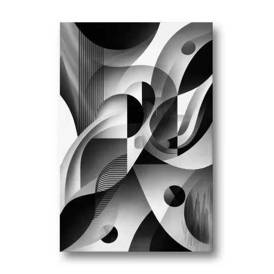 Harmonious Interplay Black and White Abstract - Canvas Wall Art - Front