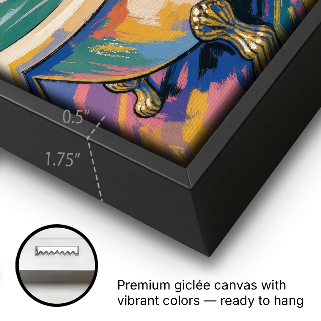 Hedgehog Paddling Across the Clawfoot Tub - Black Framed Canvas Wall Art - Gallery Wrap Corner