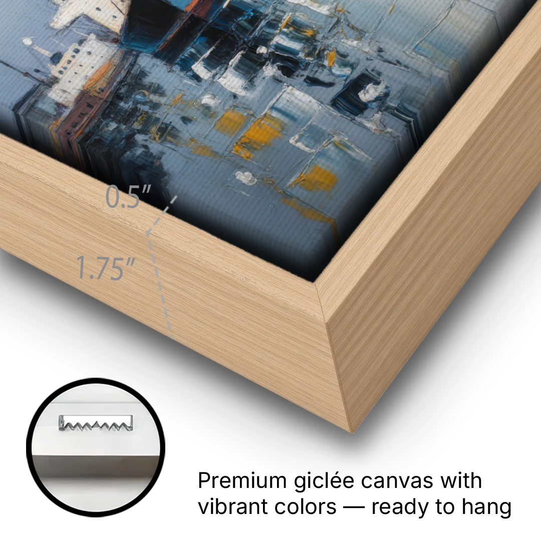 Helsinki Harbor - Oak Framed Canvas Wall Art - Gallery Wrap Corner