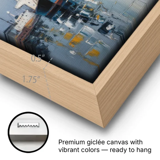 Helsinki Harbor - Oak Framed Canvas Wall Art - Gallery Wrap Corner