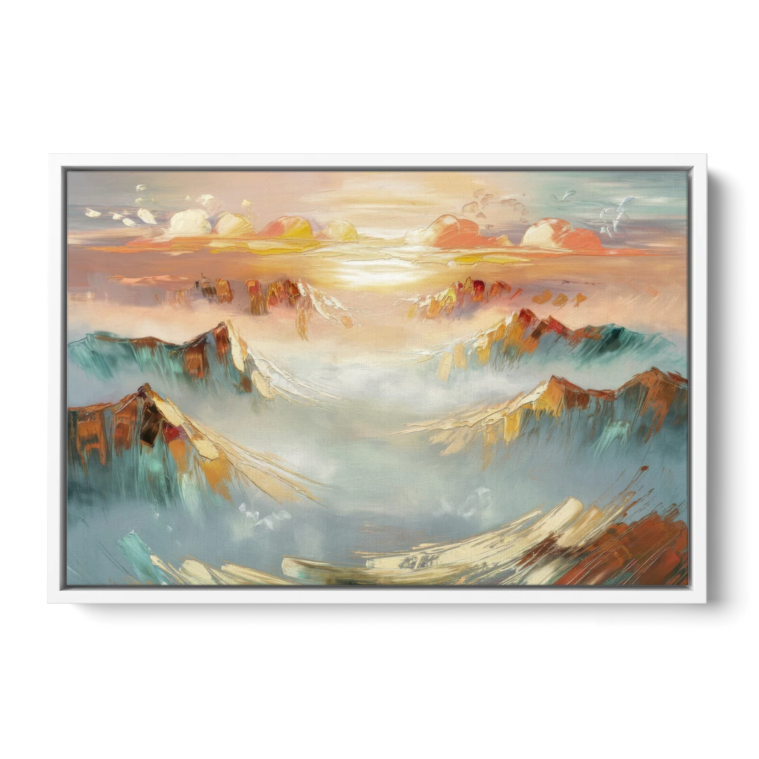 Henderson Mountain Horizon - White Framed Canvas Wall Art - Front