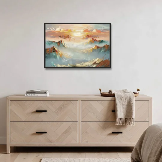 Henderson Mountain Horizon - Black Framed Canvas Wall Art - Coffee Table - 36x24