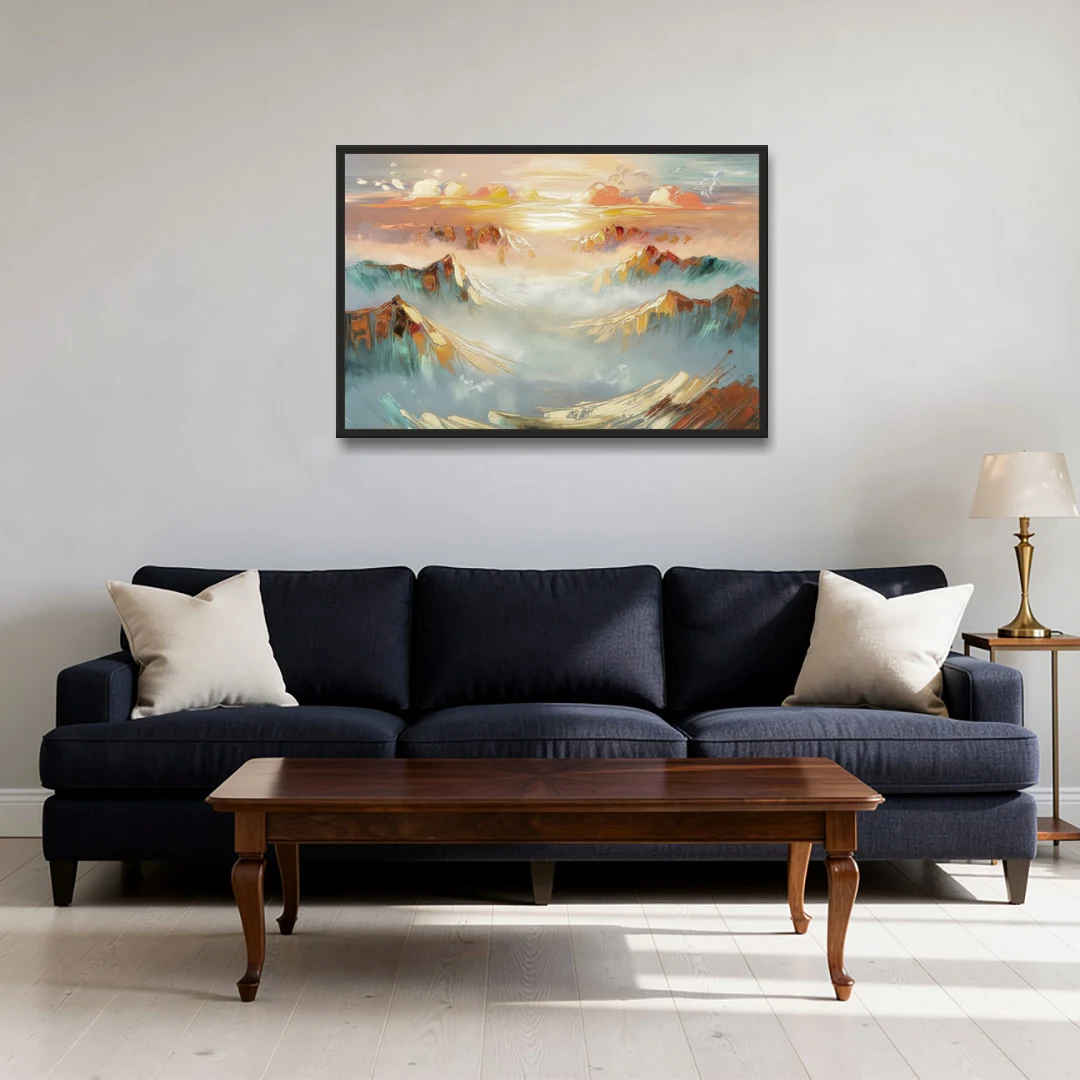 Henderson Mountain Horizon - Black Framed Canvas Wall Art - Sofa - 36x24