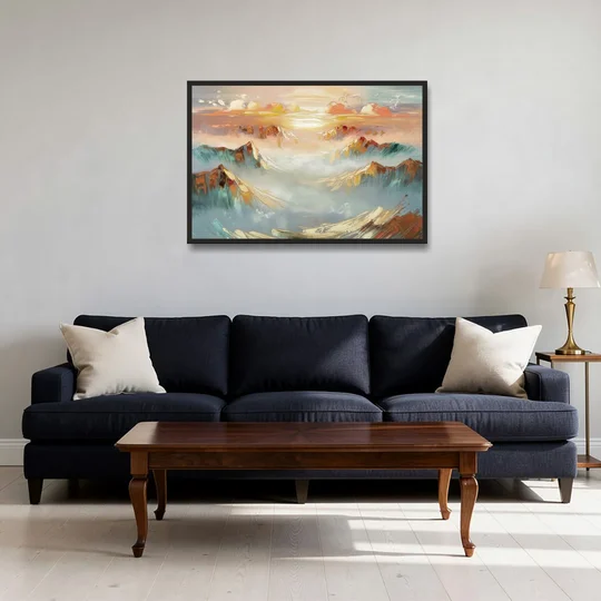 Henderson Mountain Horizon - Black Framed Canvas Wall Art - Sofa - 36x24