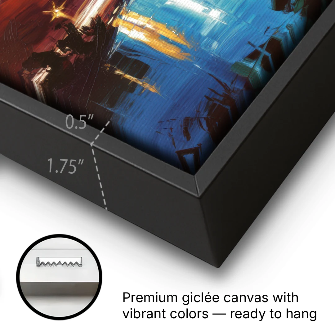 Henderson Nightscape - Black Framed Canvas Wall Art - Gallery Wrap Corner