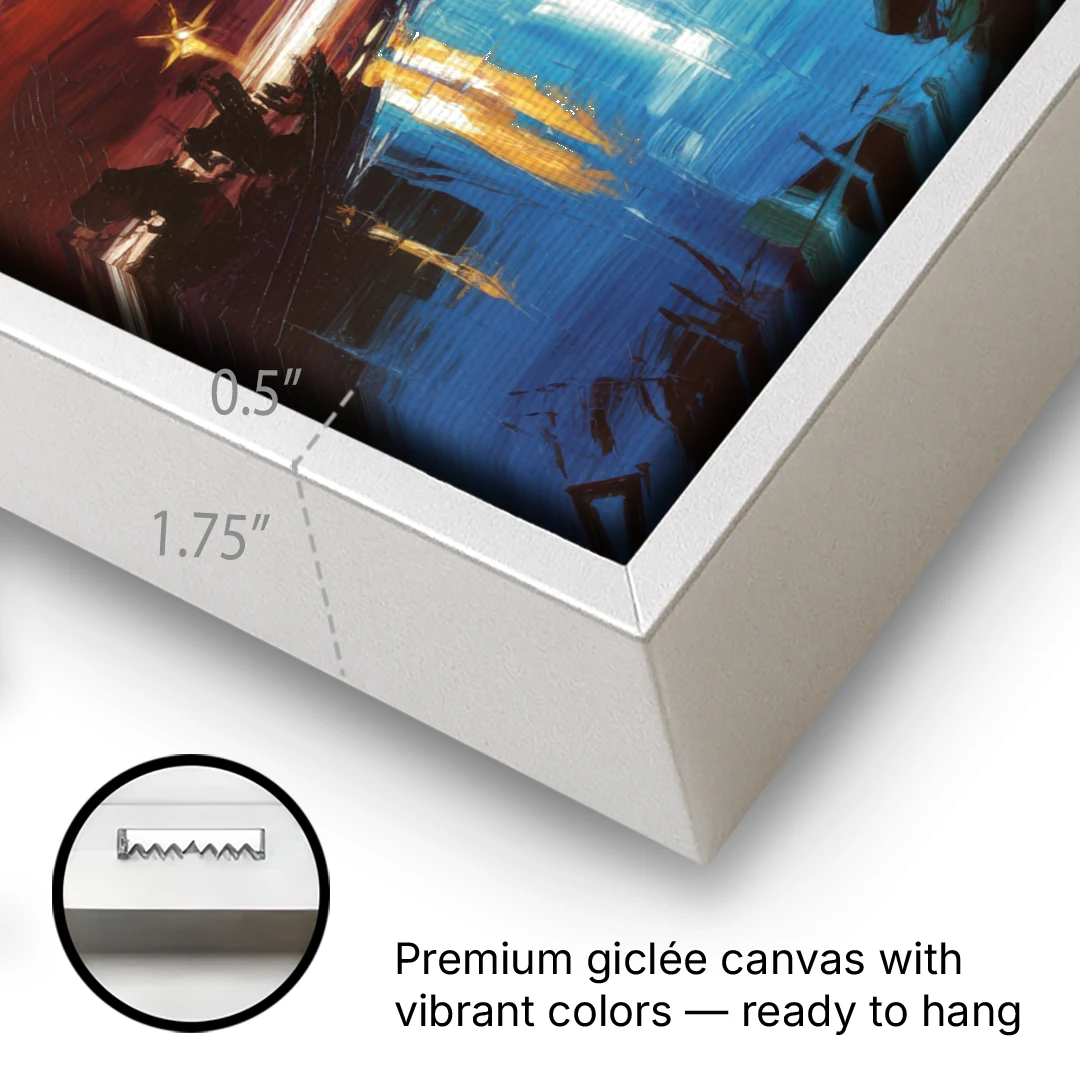 Henderson Nightscape - White Framed Canvas Wall Art - Gallery Wrap Corner