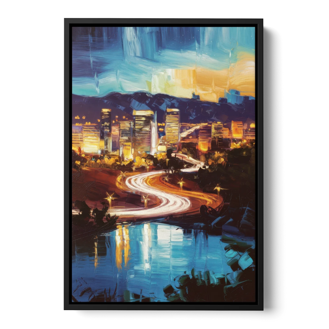 Henderson Nightscape - Black Framed Canvas Wall Art - Front