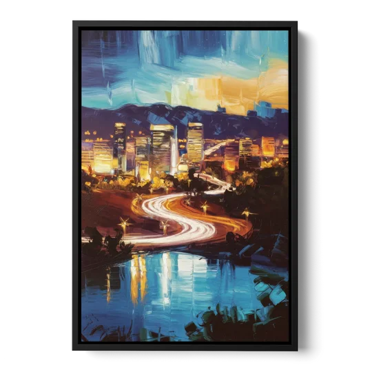 Henderson Nightscape - Black Framed Canvas Wall Art - Front