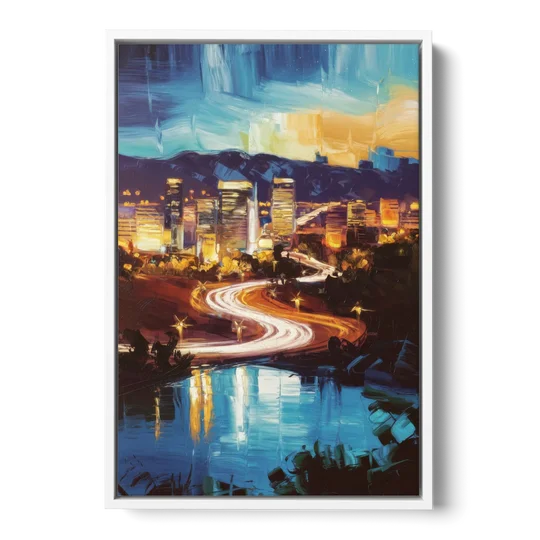 Henderson Nightscape - White Framed Canvas Wall Art - Front