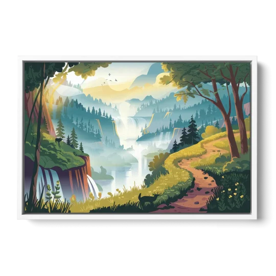 Henderson Scenic Trails - White Framed Canvas Wall Art - Front