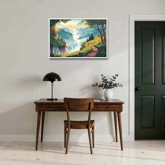 Henderson Scenic Trails - White Framed Canvas Wall Art - Office - 36x24
