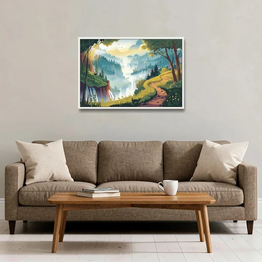 Henderson Scenic Trails - White Framed Canvas Wall Art - Sofa - 36x24