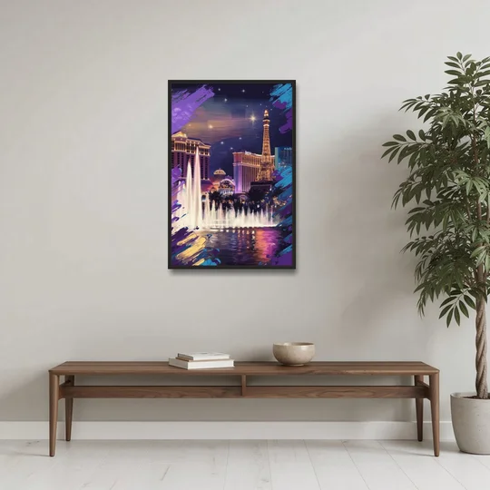 Henderson Vegas Vibes - Black Framed Canvas Wall Art - Coffee Table - 24x36