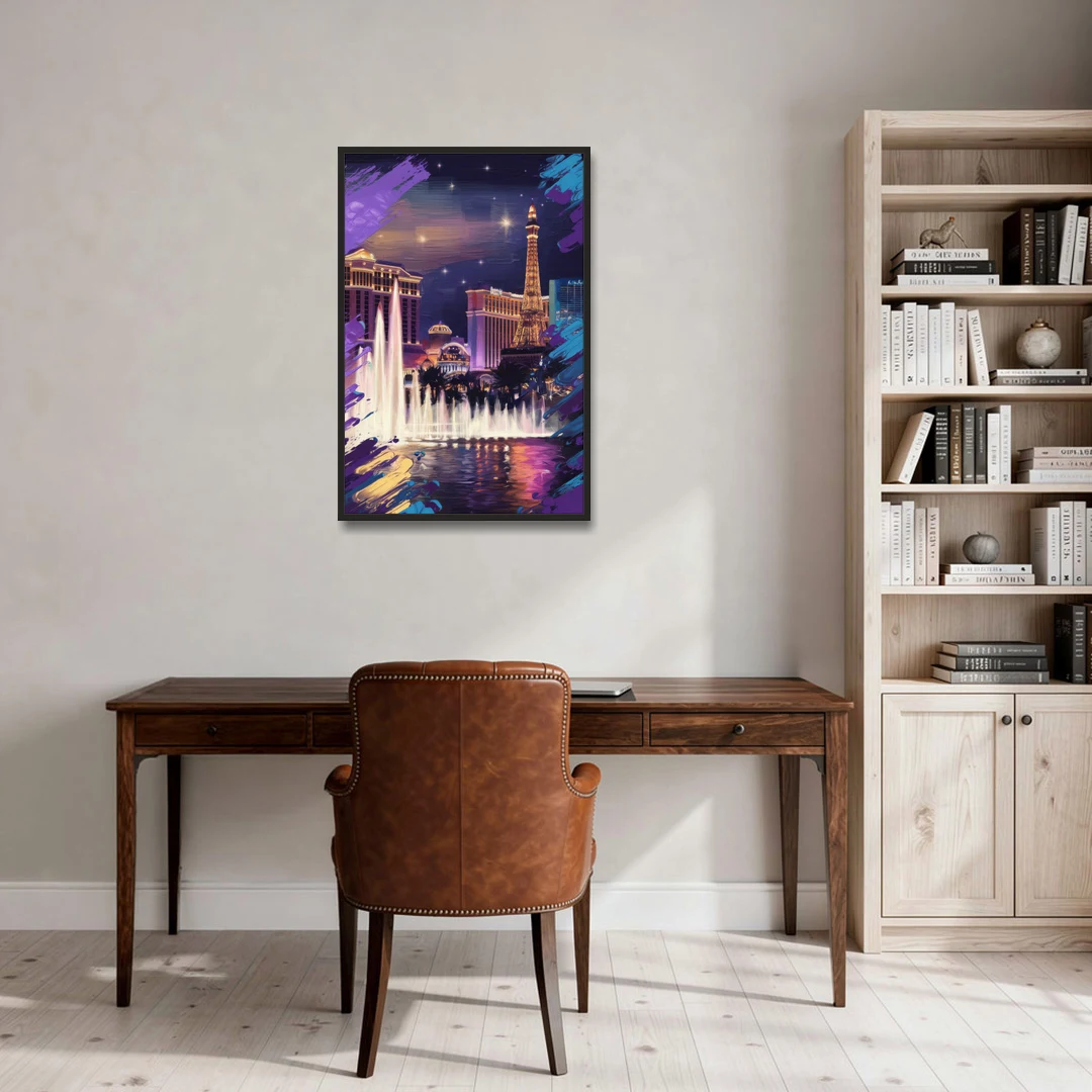 Henderson Vegas Vibes - Black Framed Canvas Wall Art - Office - 24x36