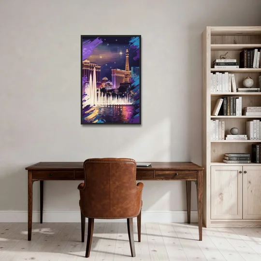 Henderson Vegas Vibes - Black Framed Canvas Wall Art - Office - 24x36
