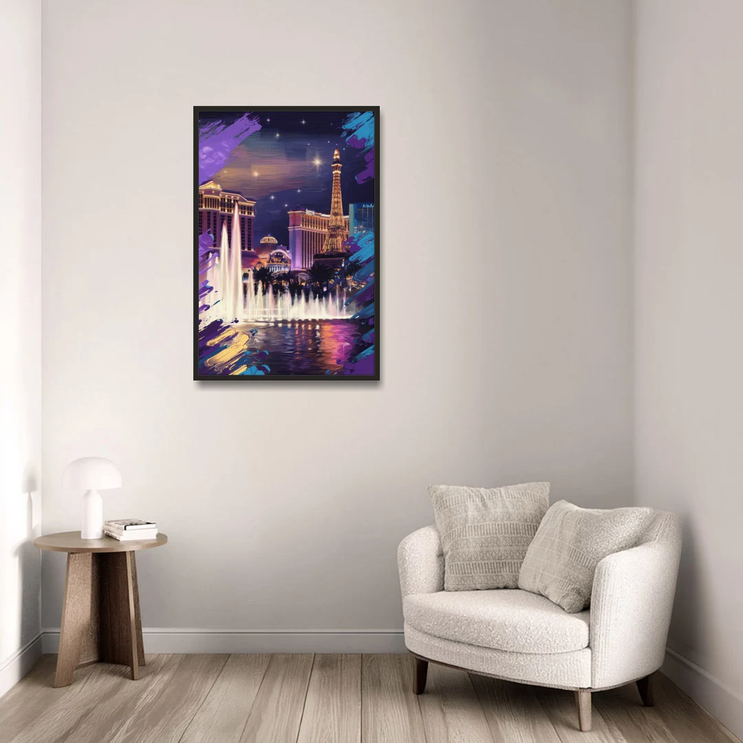 Henderson Vegas Vibes - Black Framed Canvas Wall Art - Sofa - 24x36