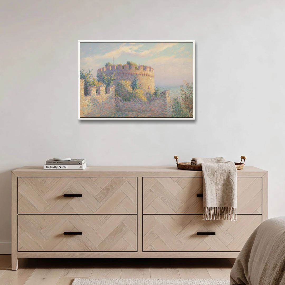 Heptapyrgion Fortress - White Framed Canvas Wall Art - Coffee Table - 36x24