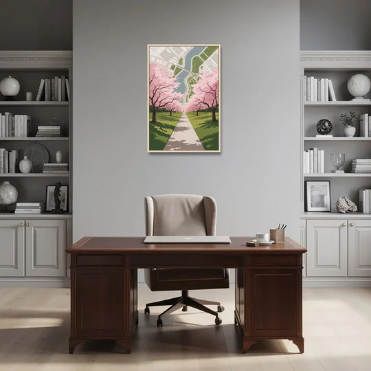 High Park Cherry Blossoms - Oak Framed Canvas Wall Art - Office - 24x36