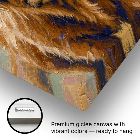Highland Cow Canvas Painting in Autumn Wind - Canvas Wall Art - Gallery Wrap Corner