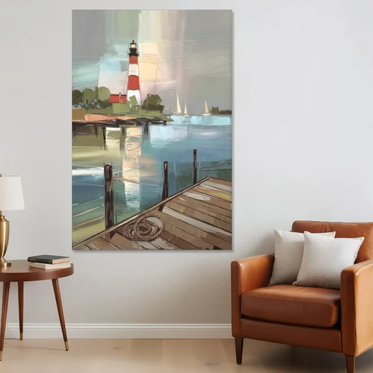 Hilton Head Island Coastal Lighthouse - Canvas Wall Art - Sofa - 40x60