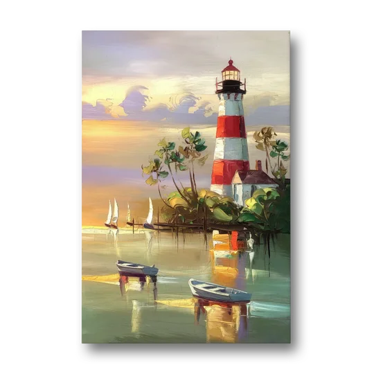 Hilton Head Island Coastal Lighthouse Nautical - Canvas Wall Art - Front