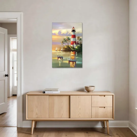Hilton Head Island Coastal Lighthouse Nautical - Canvas Wall Art - Coffee Table - 24x36