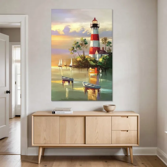 Hilton Head Island Coastal Lighthouse Nautical - Canvas Wall Art - Coffee Table - 40x60