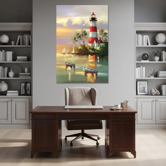 Hilton Head Island Coastal Lighthouse Nautical - Canvas Wall Art - Office - 40x60
