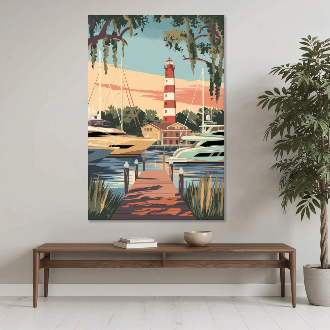 Hilton Head Island Harbour Town Marina - Canvas Wall Art - Coffee Table - 40x60