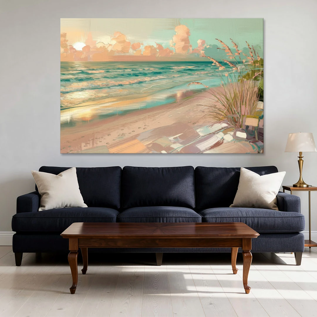 Hilton Head Island Oceanfront Sunrise - Canvas Wall Art - Sofa - 60x40