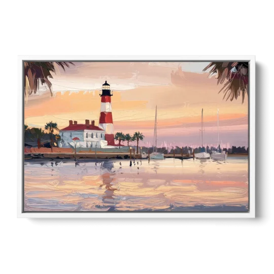 Hilton Head Island Palmetto Breeze - White Framed Canvas Wall Art - Front