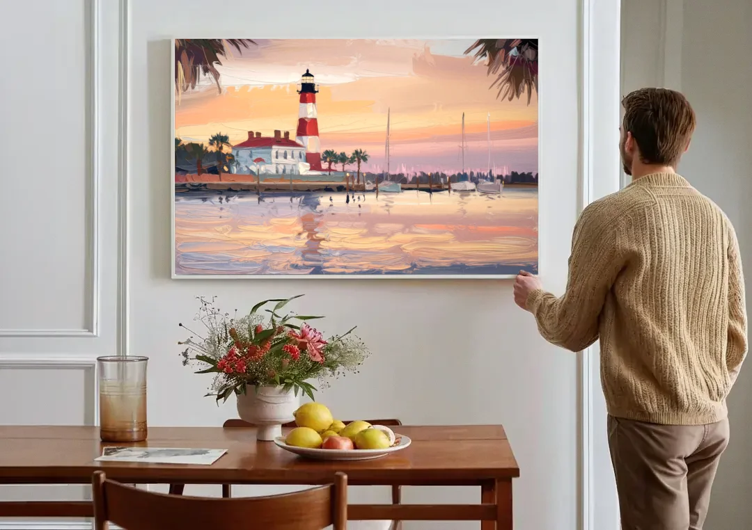 Hilton Head Island Palmetto Breeze canvas wall art above a dining table