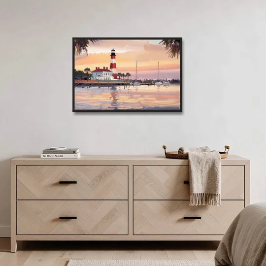 Hilton Head Island Palmetto Breeze - Black Framed Canvas Wall Art - Coffee Table - 36x24