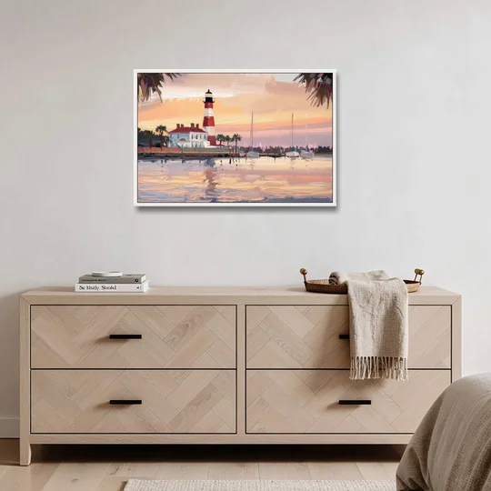 Hilton Head Island Palmetto Breeze - White Framed Canvas Wall Art - Coffee Table - 36x24
