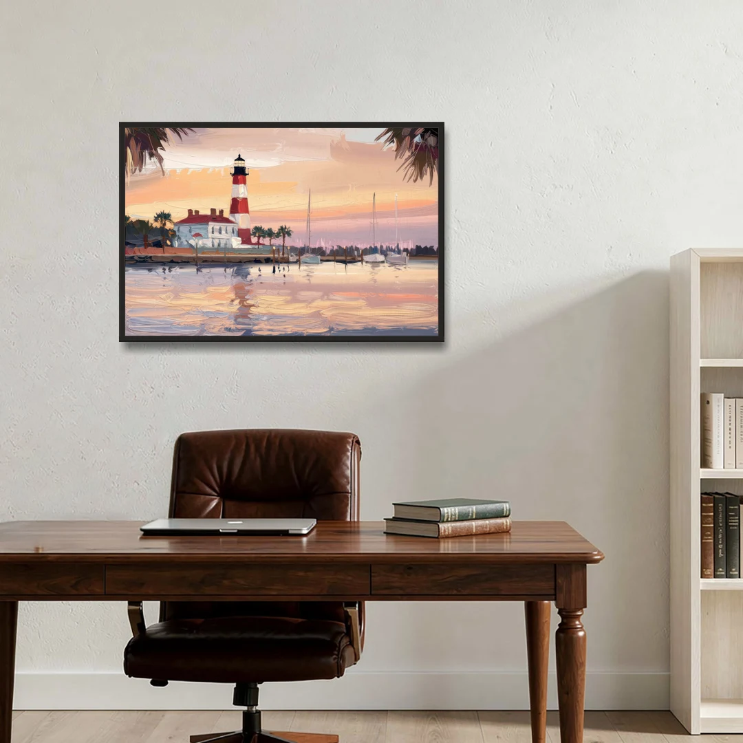Hilton Head Island Palmetto Breeze - Black Framed Canvas Wall Art - Office - 36x24