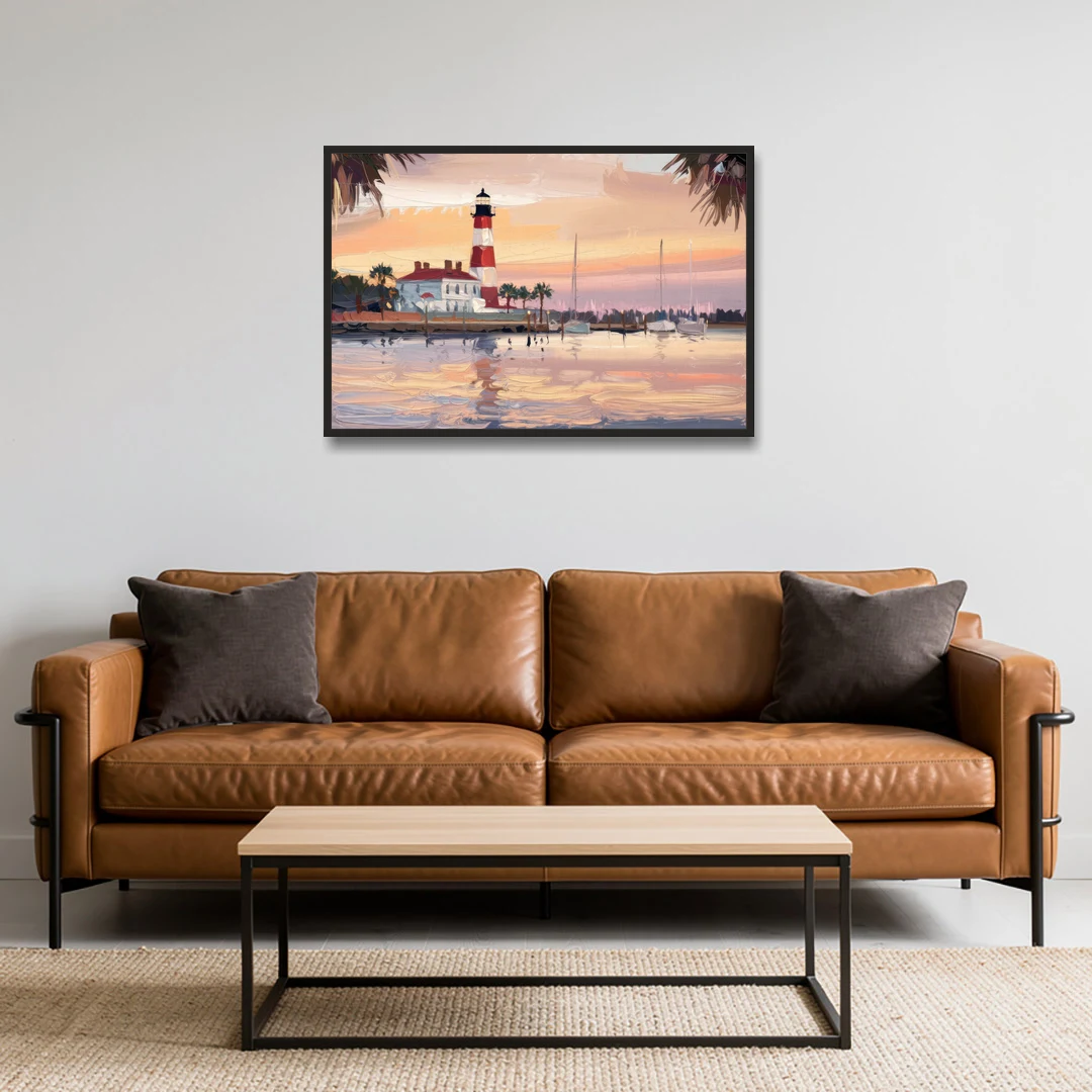 Hilton Head Island Palmetto Breeze - Black Framed Canvas Wall Art - Sofa - 36x24