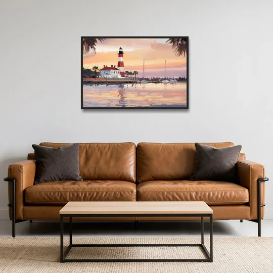 Hilton Head Island Palmetto Breeze - Black Framed Canvas Wall Art - Sofa - 36x24