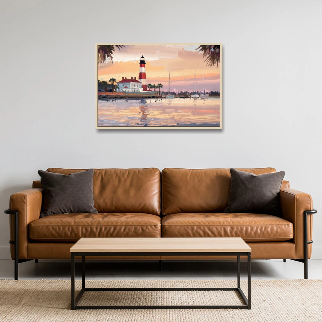 Hilton Head Island Palmetto Breeze - Oak Framed Canvas Wall Art - Sofa - 36x24