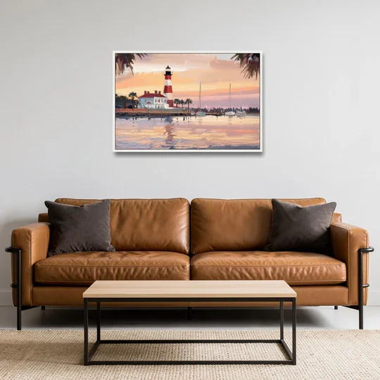 Hilton Head Island Palmetto Breeze - White Framed Canvas Wall Art - Sofa - 36x24