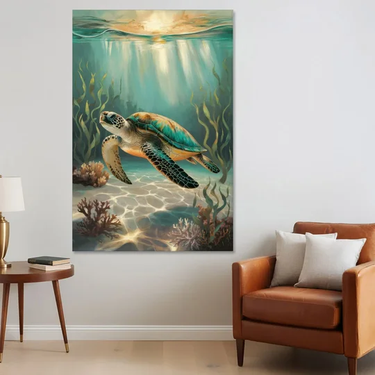 Hilton Head Island Sea Turtle Journey - Canvas Wall Art - Sofa - 40x60