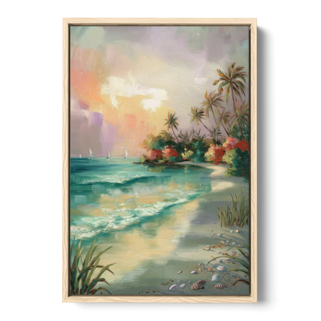 Hilton Head Island Tropical Paradise - Oak Framed Canvas Wall Art - Front