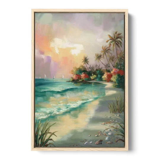 Hilton Head Island Tropical Paradise - Oak Framed Canvas Wall Art - Front