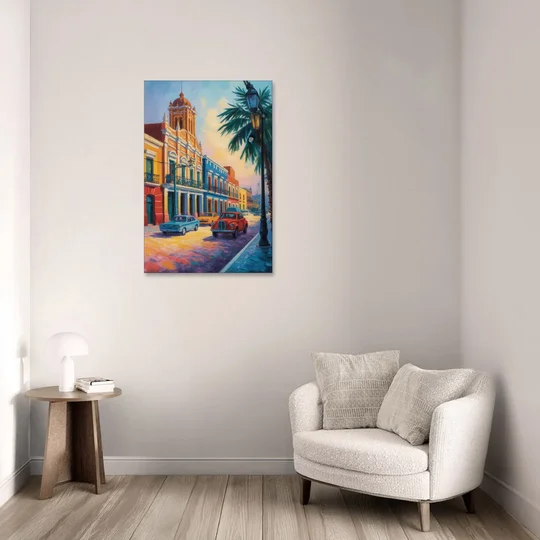 Historic Centro Facades - Canvas Wall Art - Sofa - 24x36