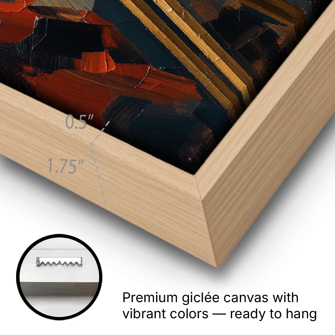 Home Cinema Wall Art with a Vintage Cine Camera - Oak Framed Canvas Wall Art - Gallery Wrap Corner