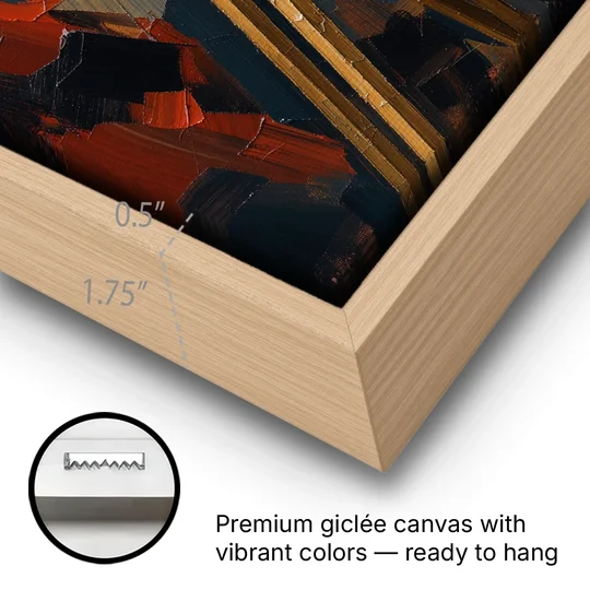 Home Cinema Wall Art with a Vintage Cine Camera - Oak Framed Canvas Wall Art - Gallery Wrap Corner