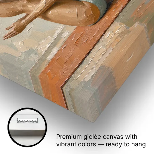 Home Gym Boat Pose on a Terracotta Mat - Canvas Wall Art - Gallery Wrap Corner